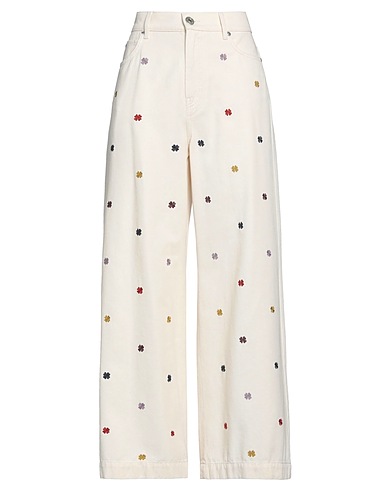 WEEKEND MAX MARA Casual trouser Ivory 100% Cotton