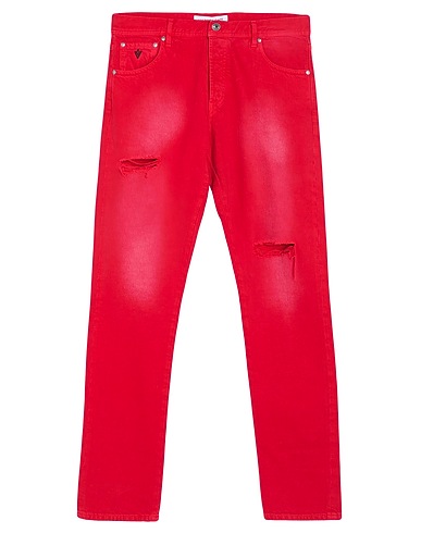 VICTORY GATE Denim trousers Red 100% Cotton