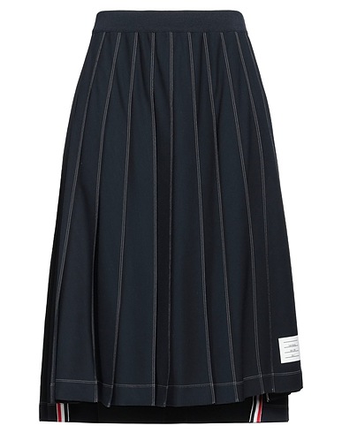 THOM BROWNE Midi skirt Midnight blue 60% Wool, 37% Polyamide, 3% Elastane