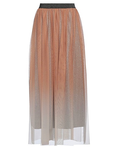 ACTITUDE by TWINSET Long skirt Camel 100% Polyester, Metallic Polyester, Elastane