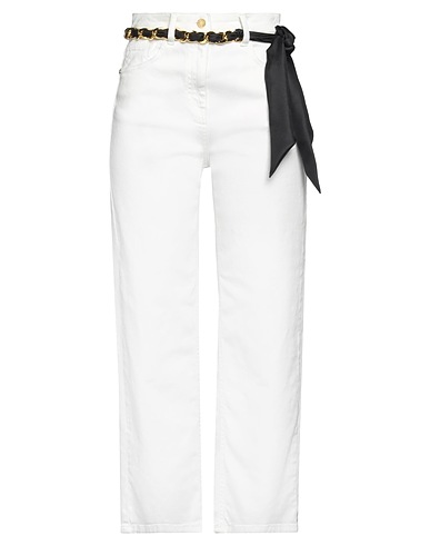 ELISABETTA FRANCHI Denim trousers White 99% Cotton, 1% Elastane
