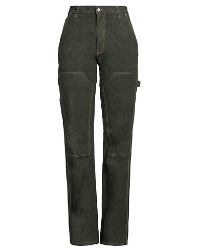 HERON PRESTON Casual trouser Military green 80% Cotton, 20% Linen