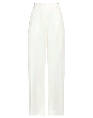 FERRAGAMO Casual pants White 75% Silk, 25% Linen