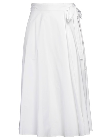 TWINSET Midi skirt White 96% Cotton, 4% Elastane