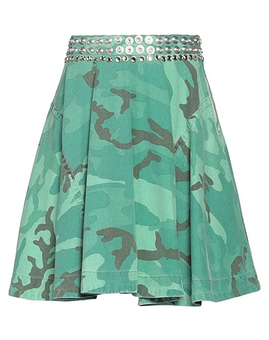 PINKO Mini skirt Light green 100% Cotton, Acrylic, Brass