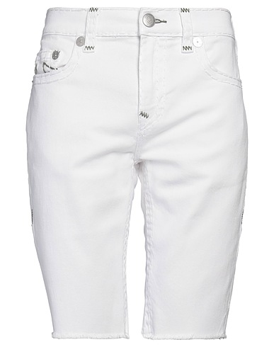TRUE RELIGION Denim shorts White 99% Cotton, 1% Elastane
