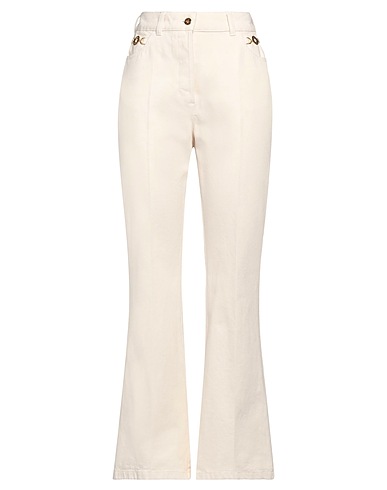 PATOU Bootcut Jeans Ivory 100% Cotton, Zamak