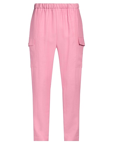 BRIAN DALES Casual pants Pink 53% Linen, 47% Polyamide
