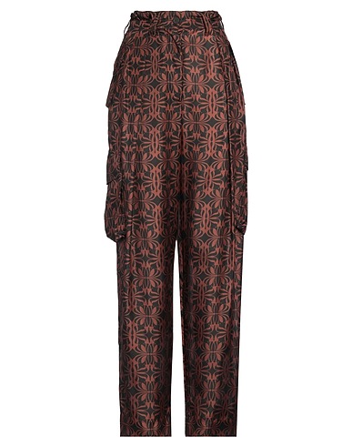 DRIES VAN NOTEN Casual pants Chocolate brown 100% Silk