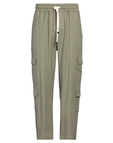 J·B4 JUST BEFORE Pantalone Verde militare 60% Lino, 40% Viscosa