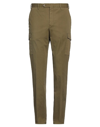 PT Torino Casual trouser Military green 75% Cotton, 23% Linen, 2% Elastane