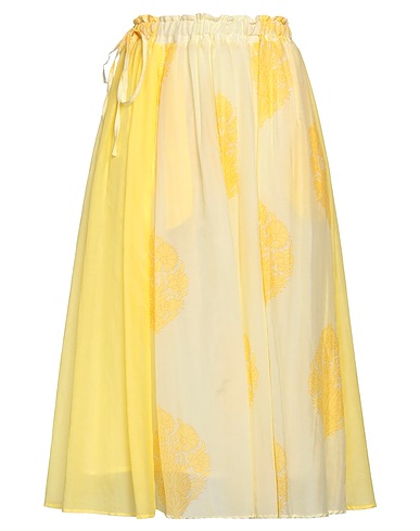CRISTINA BEAUTIFUL LIFE Midi skirt Pastel yellow 70% Cotton, 30% Silk