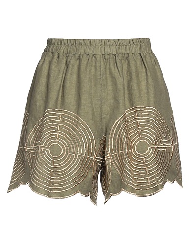 GREEK ARCHAIC KORI Shorts & Bermuda Military green 100% Linen, Polyester