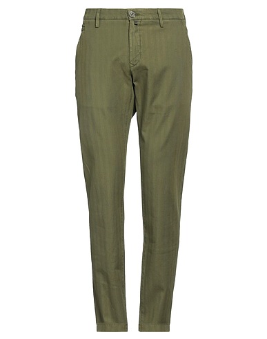 JACOB COHЁN Pantalone Verde militare 69% Cotone, 29% Lino, 2% Elastan, Poliestere