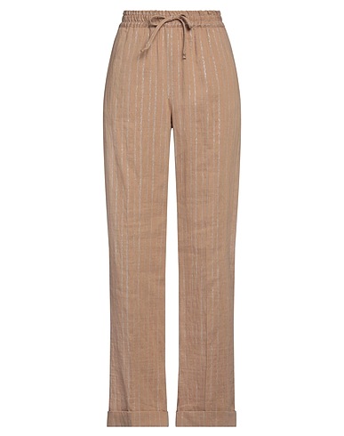 TWINSET Casual trouser Camel 39% Cotton, 37% Linen, 11% Polyamide, 10% Polyester, 3% Viscose