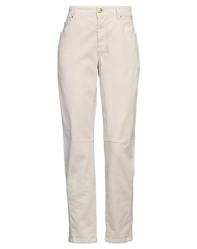 BRUNELLO CUCINELLI Denim trousers Ivory 96% Cotton, 4% Elastane