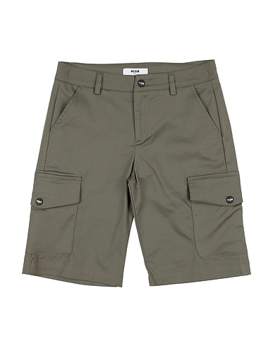 MSGM Shorts & Bermuda KIDS Military green 98% Cotton, 2% Elastane