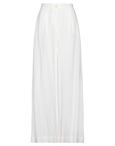 J'M DESIGN Casual trouser White 60% Viscose, 40% Linen