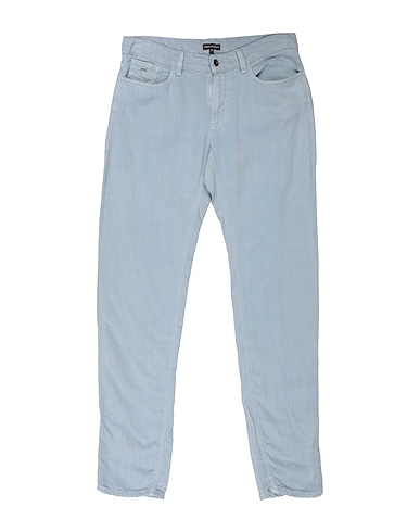 EMPORIO ARMANI Denim trousers Light blue 60% Lyocell, 40% Linen