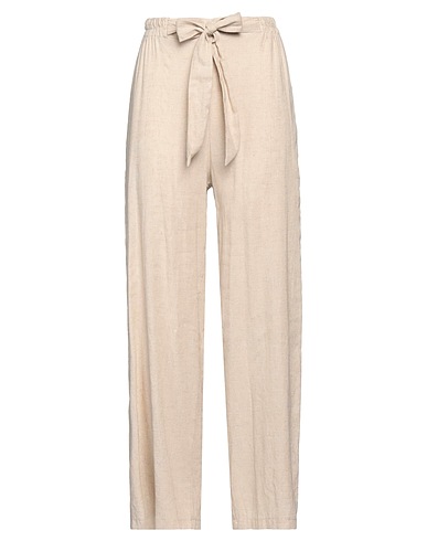 YD Casual pants Beige 55% Linen, 45% Viscose