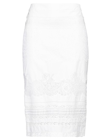 ERMANNO SCERVINO Midi skirt White 100% Cotton, Viscose, Polyamide