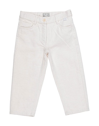 IL GUFO Denim trousers Cream 87% Cotton, 13% Linen