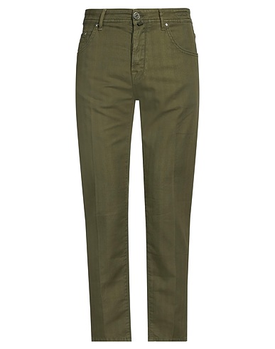 JACOB COHЁN Casual trouser Military green 69% Cotton, 29% Linen, 2% Elastane