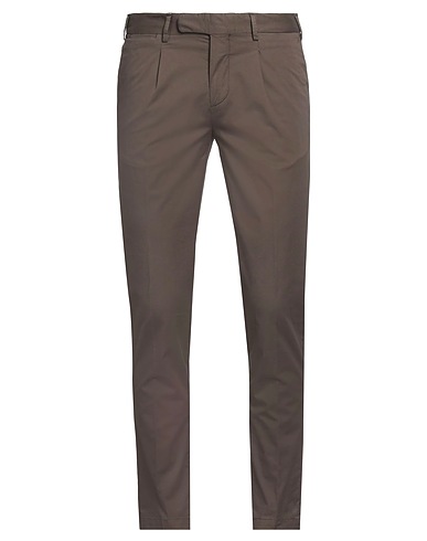 DEVORE INCIPIT Casual pants Brown 96% Cotton, 4% Elastane