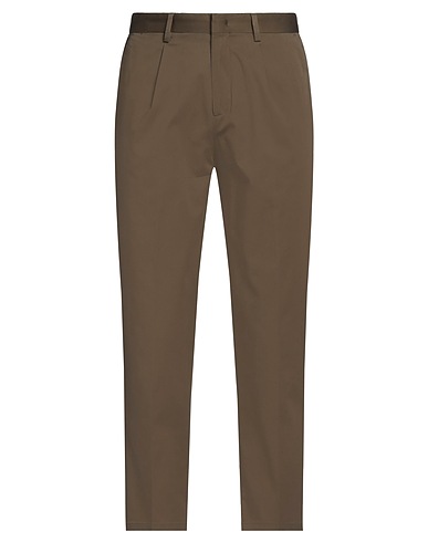 DEVORE INCIPIT Casual trouser Military green 97% Cotton, 3% Elastane