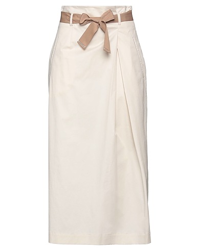 PESERICO Midi skirt Beige 97% Cotton, 3% Elastane