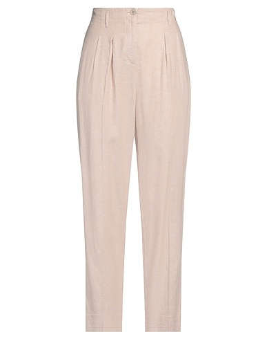 PUROTATTO Casual trouser Beige 55% Linen, 45% Viscose
