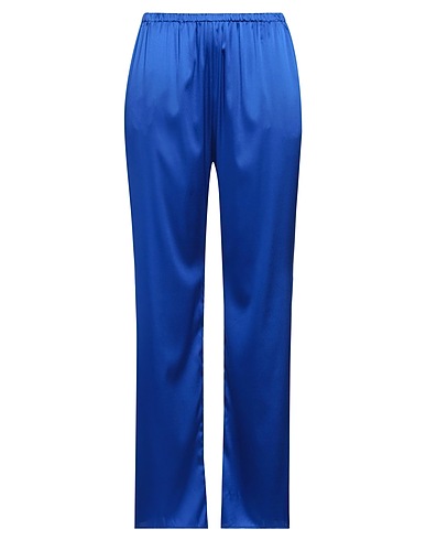PUROTATTO Casual trouser Bright blue 92% Silk, 8% Elastane