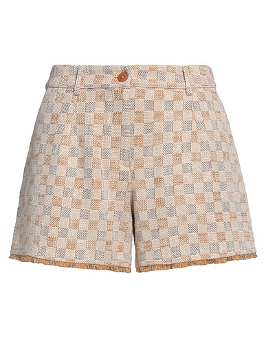 PUROTATTO Shorts & Bermuda Beige 50% Cotton, 27% Viscose, 12% Linen, 6% Textile fibers, 5% Acrylic
