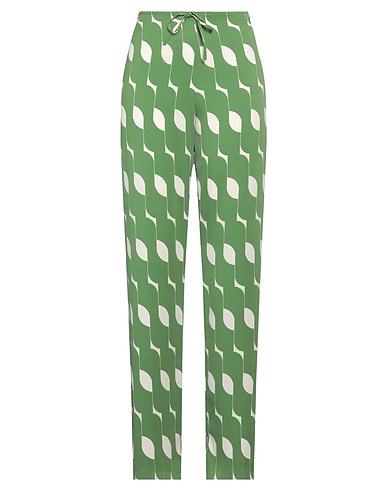 DRIES VAN NOTEN Casual trouser Green 94% Silk, 6% Elastane