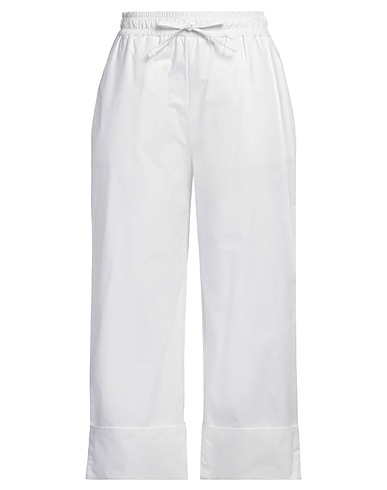 WHITE WISE Casual pants White 100% Cotton