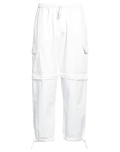 DISCLAIMER Casual trouser White 97% Cotton, 3% Elastane