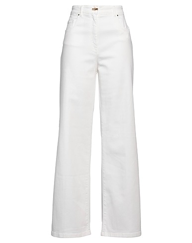 SIMONA CORSELLINI Denim trousers White 92% Cotton, 6% Elastomultiester, 2% Elastane