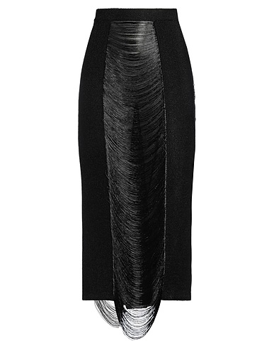 MCQUEEN Midi skirt Black 71% Viscose, 12% Polyamide, 9% Paper Yarn, 8% Metallic fiber