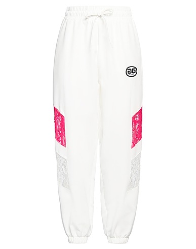 GAëLLE Paris Casual trouser White 89% Polyester, 11% Elastane, Polyamide, Viscose, Other Fibres