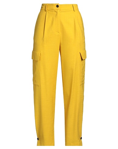 SIMONA CORSELLINI Hosen Gelb 74% Viskose, 25% Polyester, 1% Elastan