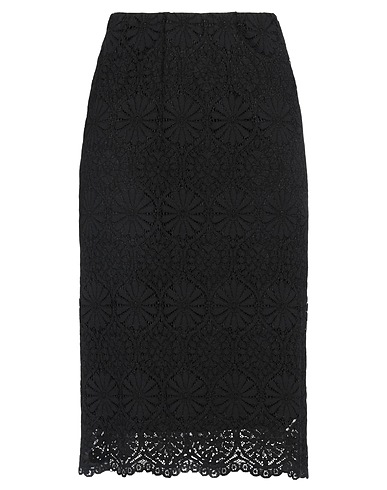SHIRTAPORTER Midi-Rock Schwarz 42% Baumwolle, 33% Viskose, 25% Polyamid