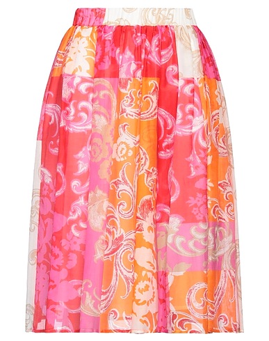 SHIRTAPORTER Midi skirt Orange 70% Cotton, 30% Silk