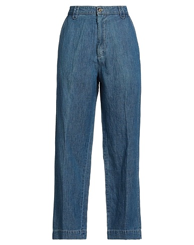 ALTEA Denim trousers Blue 60% Cotton, 40% Linen
