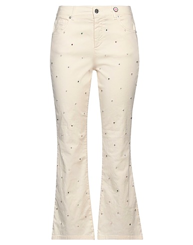 I LOVE MP Denim trousers Ivory 97% Cotton, 3% Elastane