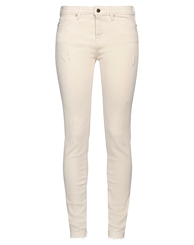 LOVE MOSCHINO Denim trousers Ivory 97% Cotton, 3% Elastane
