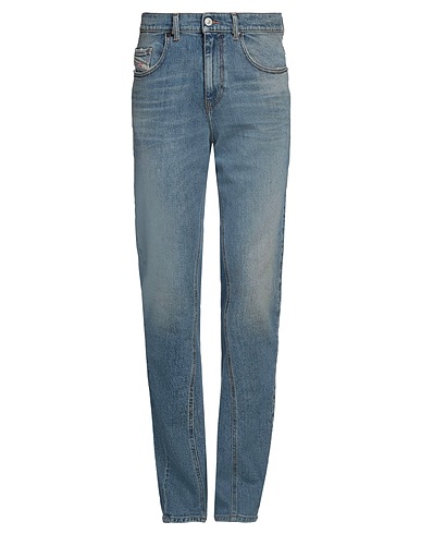 DIESEL Denim trousers Blue 79% Cotton, 20% Hemp, 1% Elastane, Cow leather