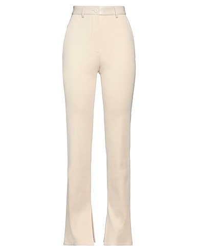 NANUSHKA Casual pants Cream 100% Cotton, Leather