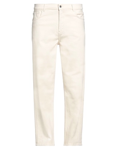 EMPORIO ARMANI Denim pants Ivory 99% Cotton, 1% Elastane