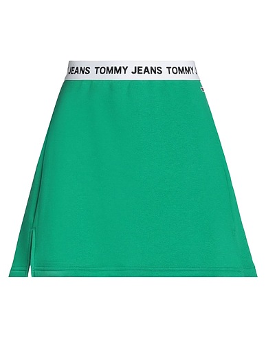 TOMMY JEANS Mini skirt Green 68% Cotton, 32% Polyester
