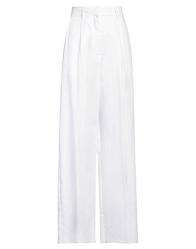 MEIMEIJ Casual trouser White 100% Linen, Acetate, Elastane
